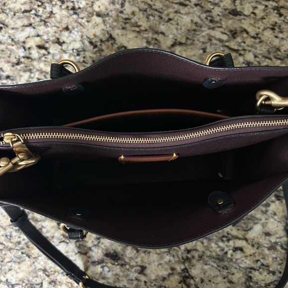 Coach Tote Bag in black and tan leather. - Picture 3 of 8